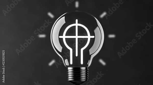 Fototapeta A light bulb with the symbol of an idea glowing inside, representing innovation and creativity.