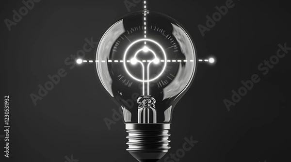 Fototapeta A light bulb with the symbol of an idea glowing inside, representing innovation and creativity.