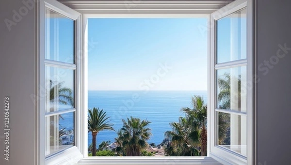 Fototapeta Ocean View from a Window:  A Serene Coastal Escape