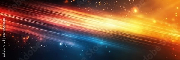 Fototapeta Abstract Dynamic Energy Streaks: Vibrant Orange and Blue Light Trails on Dark Background.
