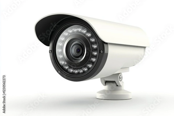 Fototapeta Surveillance Camera on White Background