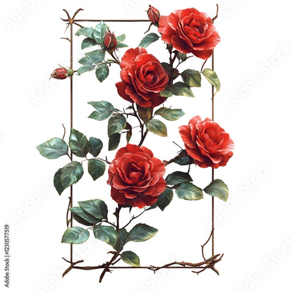 Obraz Roses on Isolated White Background