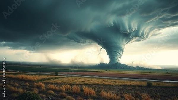 Fototapeta Devastating Tornado Path: Widespread Destruction