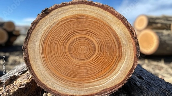 Fototapeta Tree Trunk Cross Section Showing Growth Rings