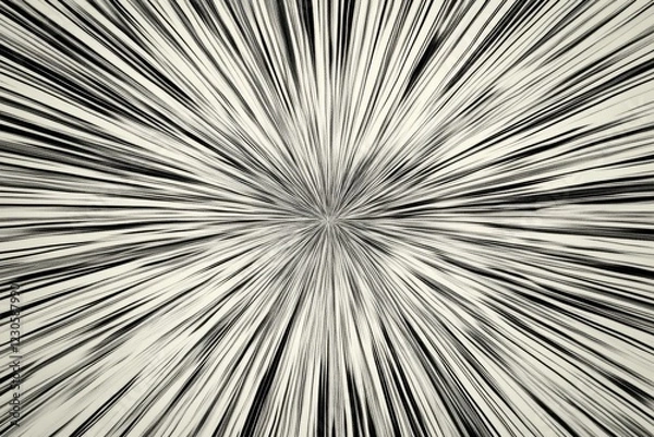 Fototapeta A blurry image of a star with a black and white background. The star is surrounded by a lot of lines and dots