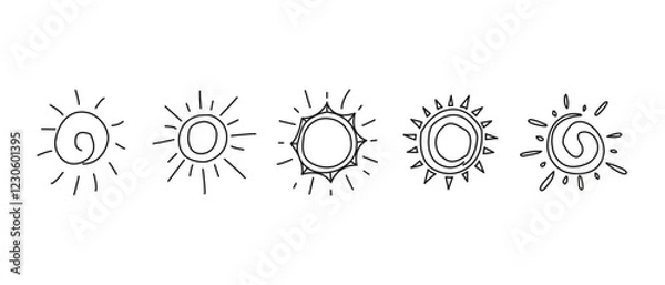 Fototapeta Set of sun and sunburst shapes. Sun icons and sunbeam vector in transparent background. Sun abstract icon. 
