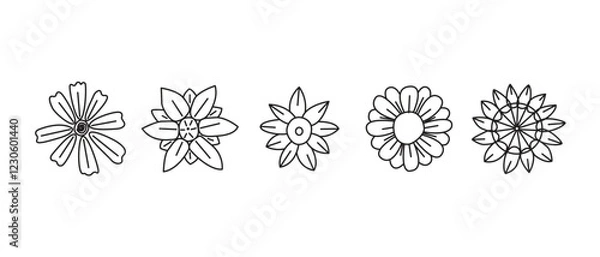 Fototapeta Abstract flower icon vector. Line icons about flowers. Thin line icon set. Icon set of flower, Symbol collection in transparent background.
