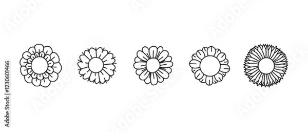 Fototapeta Line icons about flowers. Thin line icon set. Icon set of abstract flower, Symbol collection in transparent background.
