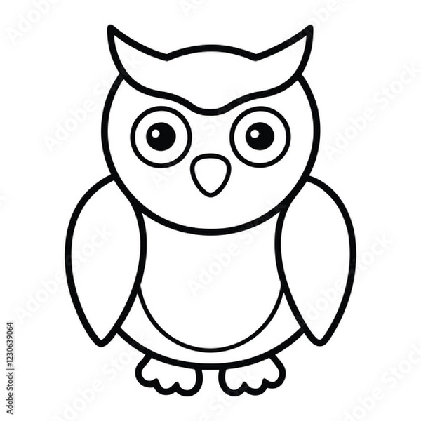 Fototapeta baby owl vector illustration line art on a white background