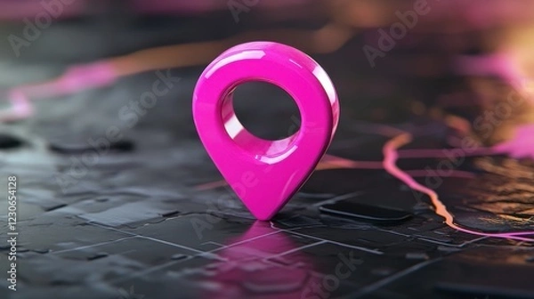 Fototapeta Local SEO optimization with pink location pin on map digital marketing for business growth and visibility
