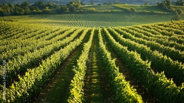 Fototapeta Breathtaking views of the beautiful landscapes of the Tuscany region, vineyards and rolling hills