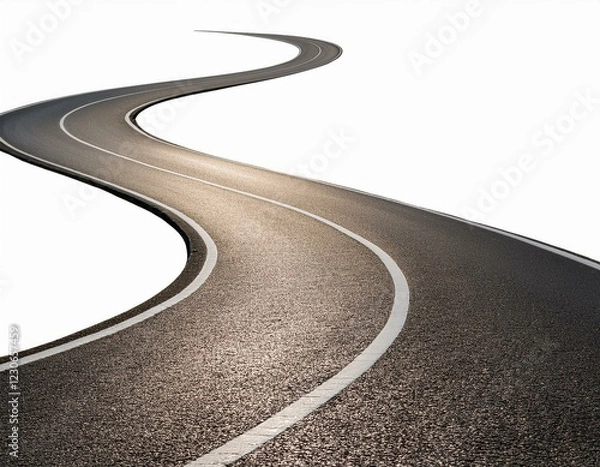 Fototapeta curved asphalt road isolated on transparent cutout background