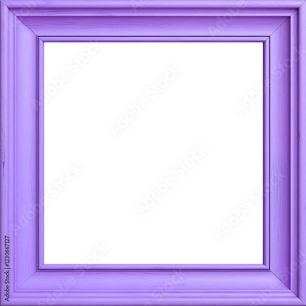 Fototapeta Frame on white, violet wooden frame on a wall, blank photo frame, picture frame