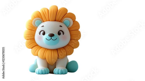 Fototapeta This transparent PNG image features an adorable lion figurine with a big smile, soft orange mane, and playful expression. The cute and cheerful design makes it perfect for an animal-themed collection 