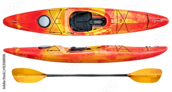 Obraz crossover whitewater kajak na białym tle