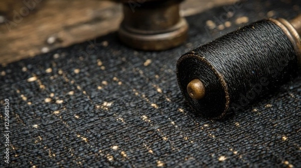 Fototapeta Close-Up of Antique Music Roller on Wooden Surface