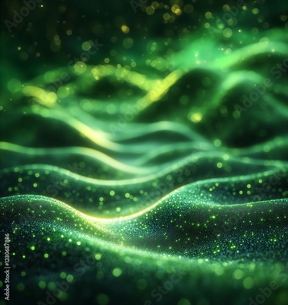 Fototapeta Abstract St Patrick’s Day Green and Gold Irish Background Illustration, Shamrocks