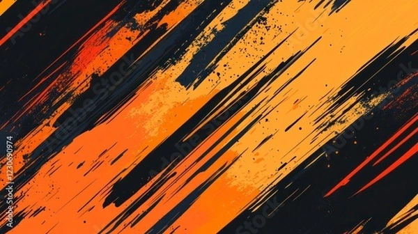 Obraz Orange and black brush stroke abstract