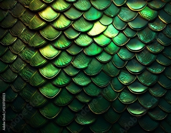 Fototapeta Texture of snake scales made in gradient of black and green colors. Snake scales abstract background. Scaly reptile skin. Design for banners, wallpapers and covers