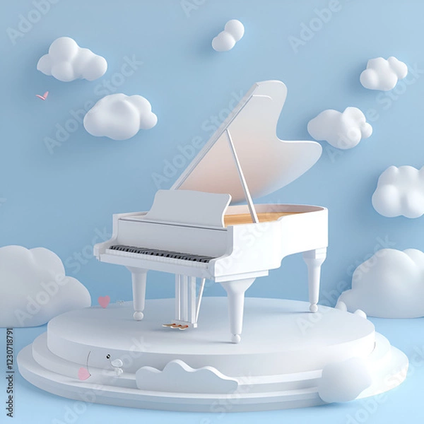 Obraz 3D Cartoon Style Piano Logo Icon Illustration 