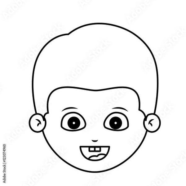 Fototapeta Boy cartoon face icon. Kid child little and people theme. Isolated design. Vector illustration