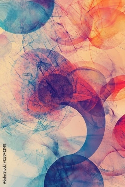 Fototapeta Abstract swirling circles, vibrant colors, smoky background, design element