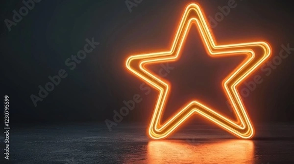 Fototapeta Bright Neon Star Illuminating in Dramatic Darkness with Glowing Electric Energy