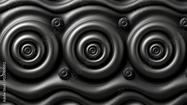 Obraz Black concentric wave patterns with intricate 3D texture
