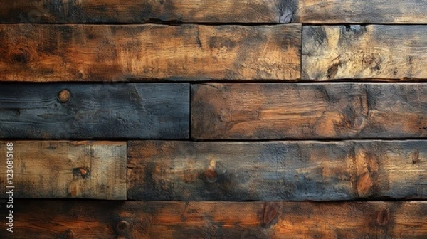 Fototapeta Wooden plank background rustic setting textured surface warm tones close-up view natural aesthetic