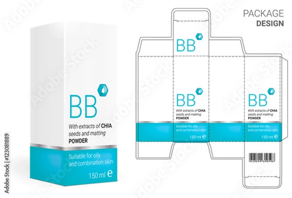Obraz Packaging Design Cosmetics, cut the carton. Shampoos, creams, perfumes, balm.