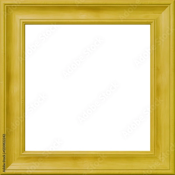 Fototapeta Yellow wooden picture frame, blank photo frame, picture frame on white