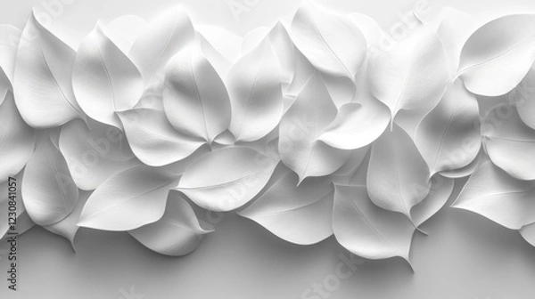 Fototapeta Elegant White Abstract Leaf Relief Design. Generative AI