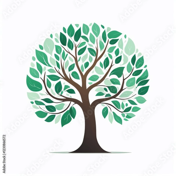 Fototapeta AI generative. Flat design of silhouette of tree on white background. 12