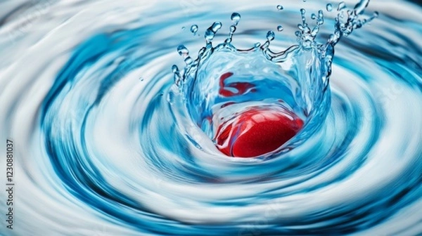 Fototapeta High-speed capture of detergent pod dissolving in water