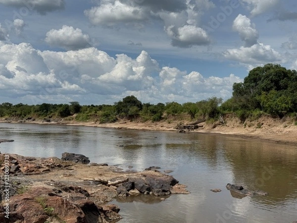 Obraz river and clouds