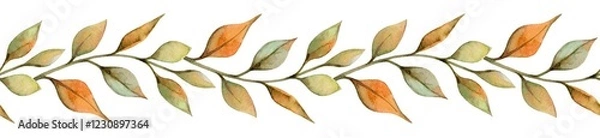 Fototapeta Beautiful autumn leaves create a decorative border with warm colors, enhancing the ambiance of any design project or setting