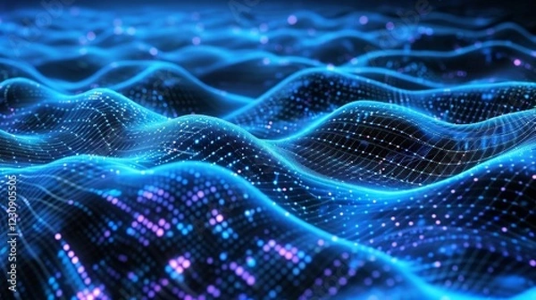 Fototapeta Abstract Blue Digital Wave Background