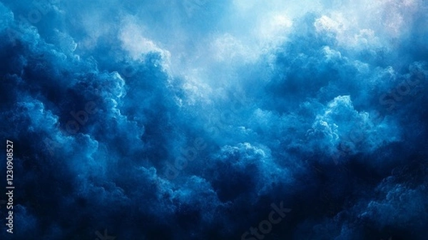Obraz Abstract blue cloud painting with misty feel. Generative AI