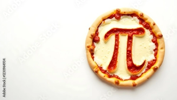 Obraz Creative Circular Pizza with Pi Symbol Carved into Cheese Topping on White Background