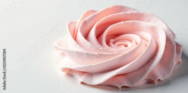 Fototapeta Elegant whipped cream spiral, glossy finish, clean backdrop , garnish, clean
