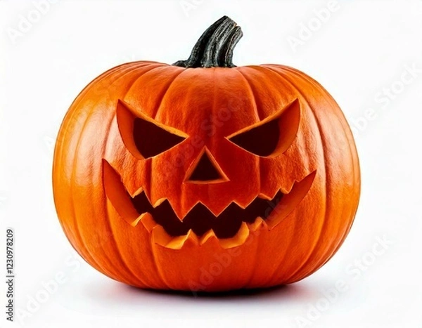 Fototapeta Halloween Jack o Lantern Pumpkin with a spooky face. Isolated on a