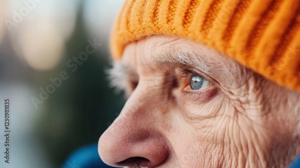 Obraz Elderly person reflecting on life with wisdom in soft lighting