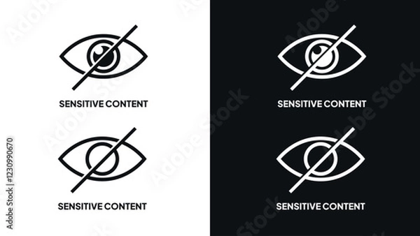 Fototapeta Eye. Sensitive content icon. Censorsed view sign. Disturbing view icon. Inappropiate content. Minimalist vector.