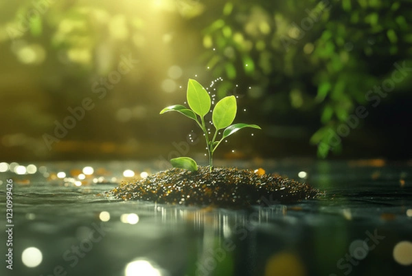 Obraz Emerging Life: A Tiny Sprout's Resilient Journey