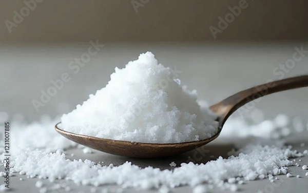 Fototapeta Sugar on a spoon. Sucralose The Guardian of Indulgence Sweetening Every Sip and Bite Without Guilt