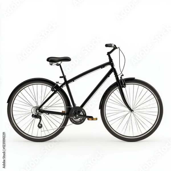 Fototapeta Sleek Black Bicycle Classic Design Comfortable Tires Sturdy Frame Ideal City Riding Leisurely Journeys