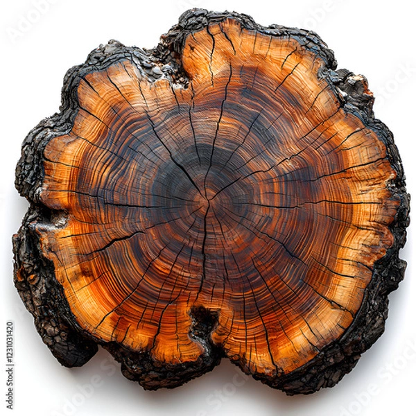 Fototapeta Rustic Tree Slice with Brown Texture and Natural Rings for Home Decor