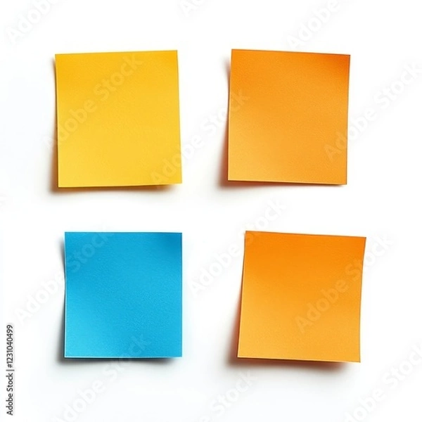 Fototapeta Four blank colorful sticky notes on white background. (1)
