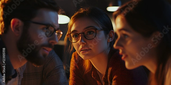 Fototapeta Teamwork in creative brainstorming session, Professionals discussing work ideas  
