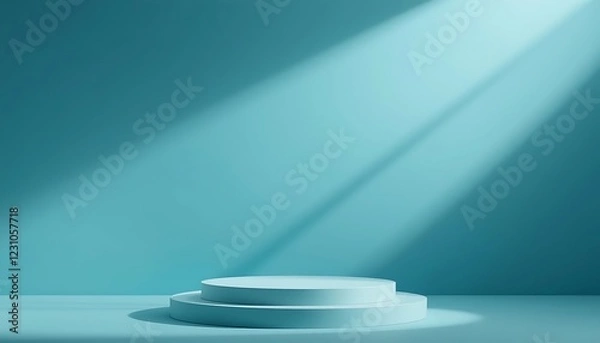 Fototapeta Light Blue Minimalist Product Display Platform